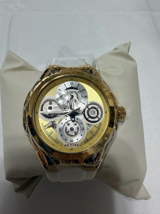 Ativa Other - Activa by Invicta Gold-Tone Chronograph Watch with White Strap